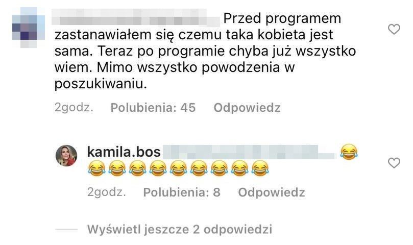 Komentarze pod postem Kamili 
