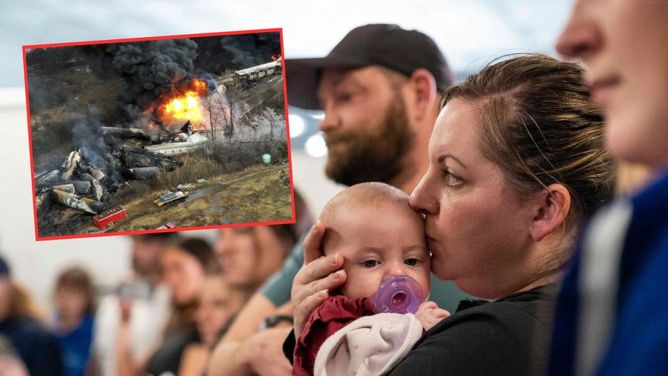 Mieszkańcy East Palestine podczas spotkania z burmistrzem po katastrofie ekologicznej