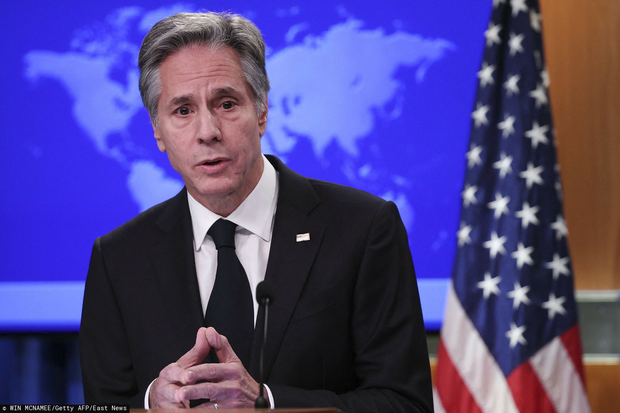 arch53
WASHINGTON, DC - DECEMBER 22: U.S. Secretary of State Antony Blinken speaks during a press conference at the State Department on December 22, 2022 in Washington, DC. During the press conference, Blinken gave a year in review of U.S. diplomatic efforts in the past 12 months and answered a range of questions on international issues.   Win McNamee/Getty Images/AFP (Photo by WIN MCNAMEE / GETTY IMAGES NORTH AMERICA / Getty Images via AFP)
WIN MCNAMEE