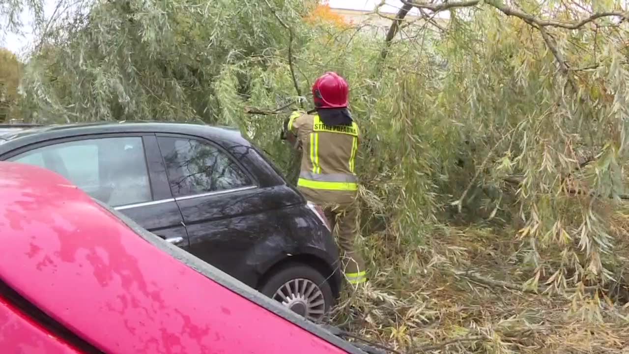 Silny wiatr przewracał drzewa i zrywał dachy.