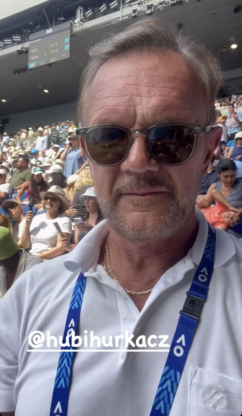 Cezary Pazura z rodziną kibicowali Hurkaczowi w Australii