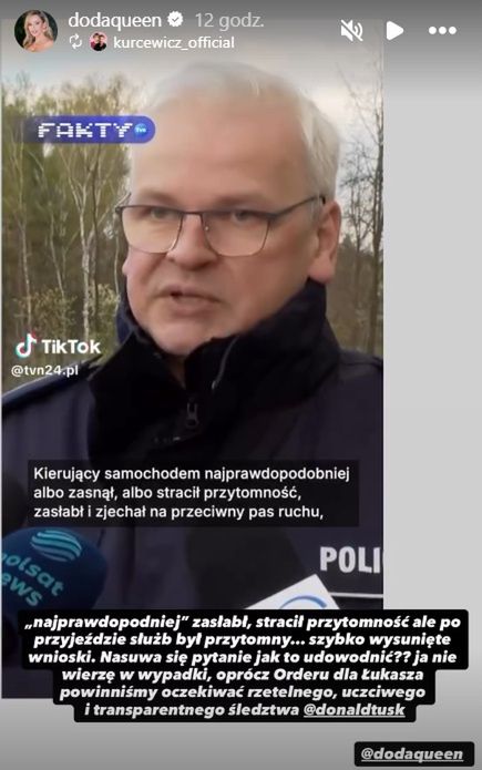 Wpis Dody na Instagramie