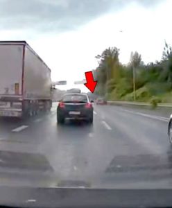 Zepchnął ciężarówką auto i uciekł. Groźny moment na A4 w Katowicach
