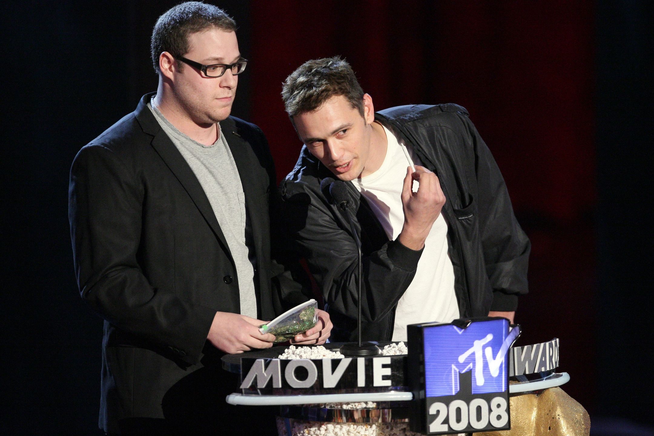 The 2008 MTV Movie Awards - Show
UNIVERSAL CITY, CA - JUNE 01:  Actors Seth Rogen and James Franco during the 2008 MTV Movie Awards at the Gibson Amphitheatre on June 1, 2008 in Universal City, California.  (Photo by Chris Polk/FilmMagic)
Christopher Polk
