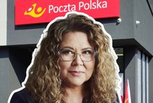 Magdalena Gaj na tle placówki Poczty Polskiej, fot. mat. pras.