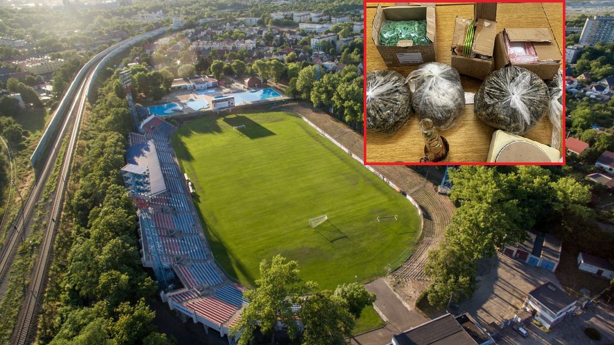 Stadion Odry Opole i zatrzymane przedmioty w mieszkaniu podejrzanego 29-latka