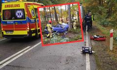 Auto doszczętnie zniszczone. 19-letni kierowca wyszedł baz szwanku