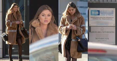 TYLKO NA PUDELKU: Elegancka Joanna Opozda wychodzi z budynku, w którym mieszczą się kancelarie prawne (ZDJĘCIA)