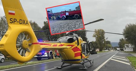 Poważny wypadek na Śląsku. Kierowca uderzył w wóz strażacki