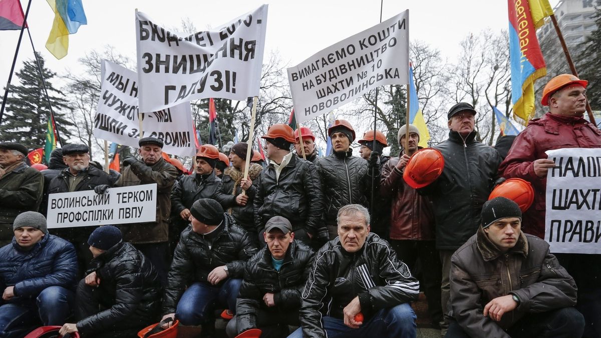 Protest górników w Kijowie. Robotnicy</br>domagają się od państwa większego wsparcia