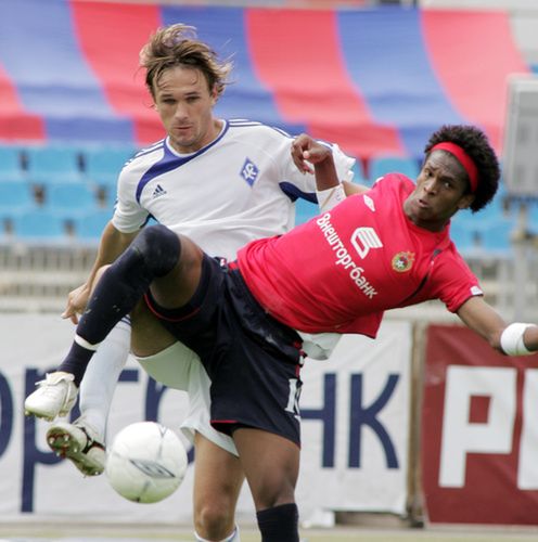 Krzysztof Łągiewka w spotkaniu z CSKA w barwach Krylji