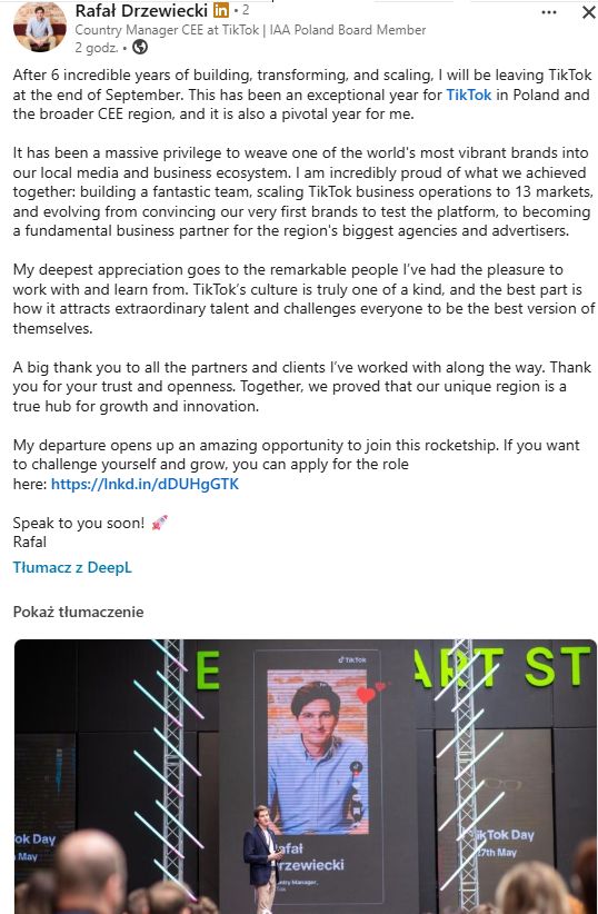 Rafał Drzewiecki, LinkedIn