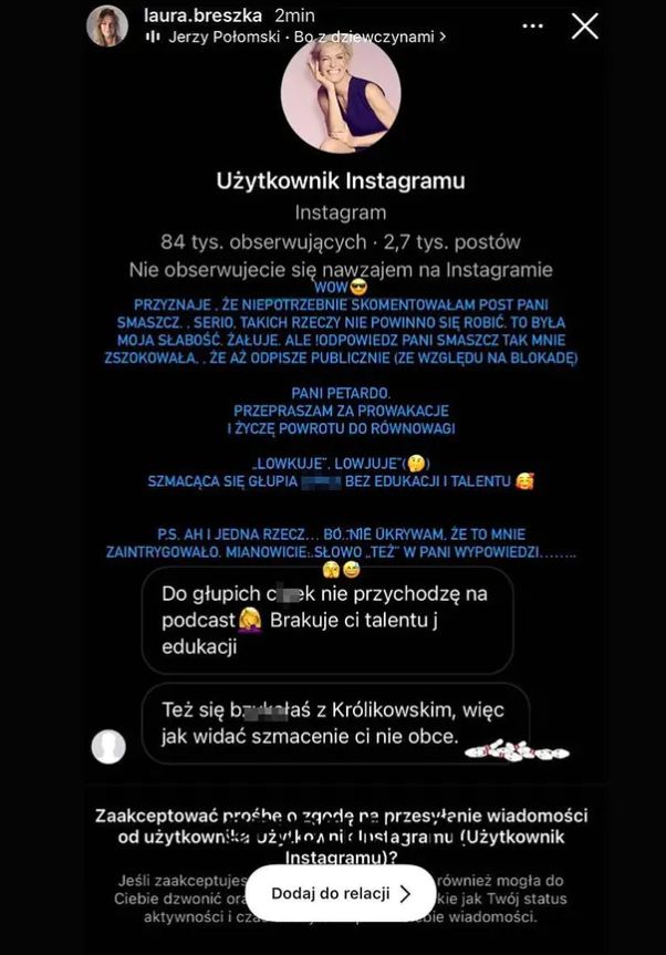 Laura Breszka pokazała wiadomości od Pauliny Smaszcz