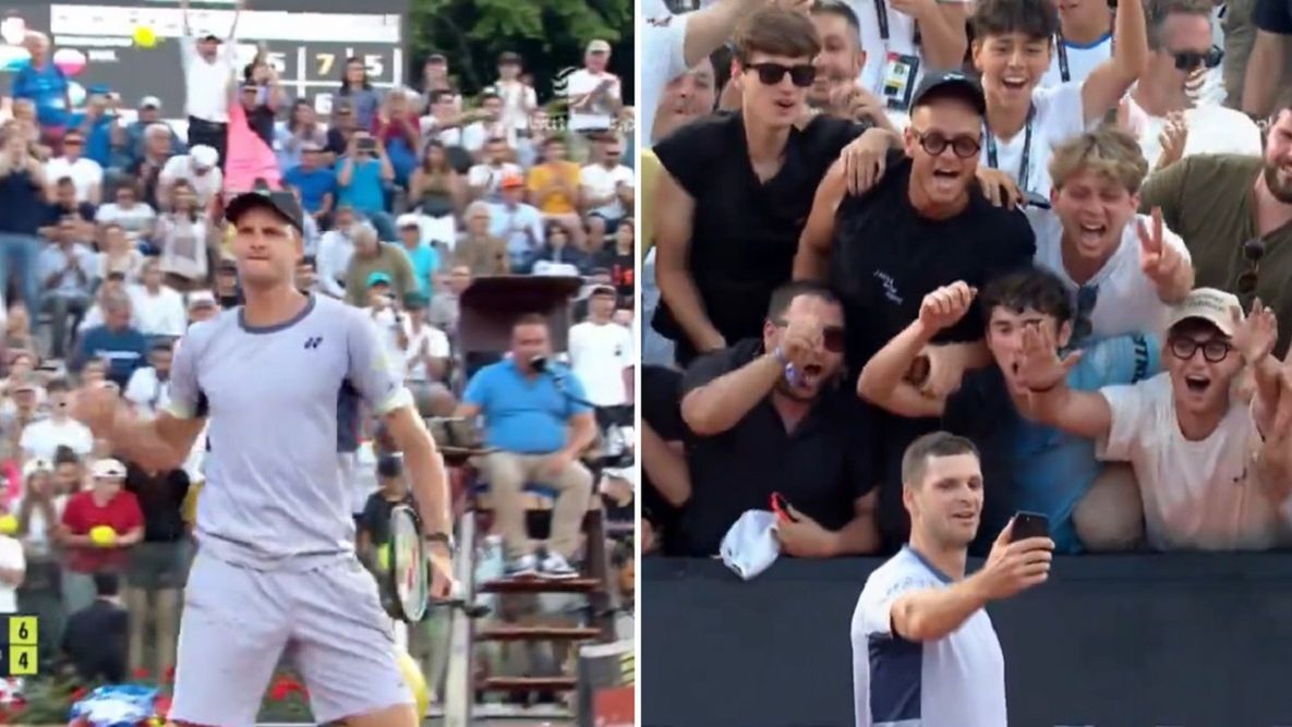 Twitter / oficjalny profil Polsatu Sport / Hubert Hurkacz i selfie z kibicami