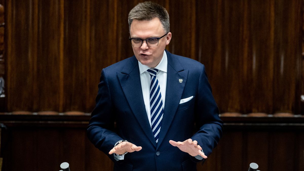 Szymon Holownia, Marshal of the Sejm of the, Republic of Poland during Inter-Parliamentary Conference for the Common Foreign and Security Policy and the Common Security and Defence Policy in Warsaw Poland on 24 March 2025. (Photo by Foto Olimpik/NurPhoto via Getty Images)