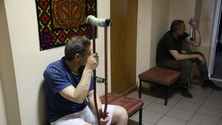 DONETSK, UKRAINE - JUNE 01 : Civilians and soldiers, who were injured in Mariupol, receive treatment at a hospital in Donetsk Oblast, Ukraine, on June 01, 2022, as Russian attacks continue. (Photo by Leon Klein/Anadolu Agency via Getty Images)