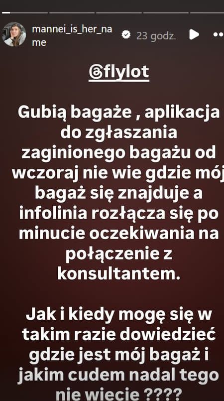 Sara Boruc psioczy na linię lotniczą