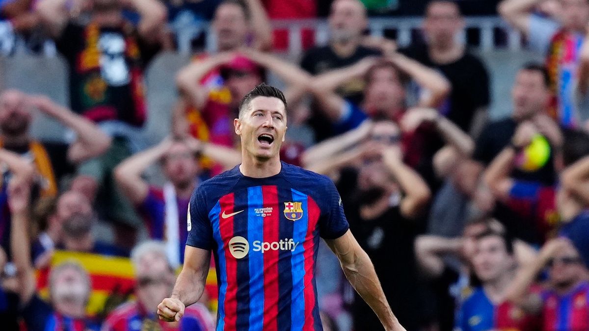 Robert Lewandowski podczas meczu Barcelona - Mallorca