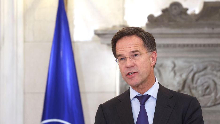 ATHENS, GREECE - NOVEMBER 26: Greek Prime Minister Kyriakos Mitsotakis (not seen) holds a joint press conference with Secretary General of NATO Mark Rutte  after their meeting at Maximos Mansion in Athens, Greece on November 26, 2024. (Photo by Costas Baltas/Anadolu via Getty Images)