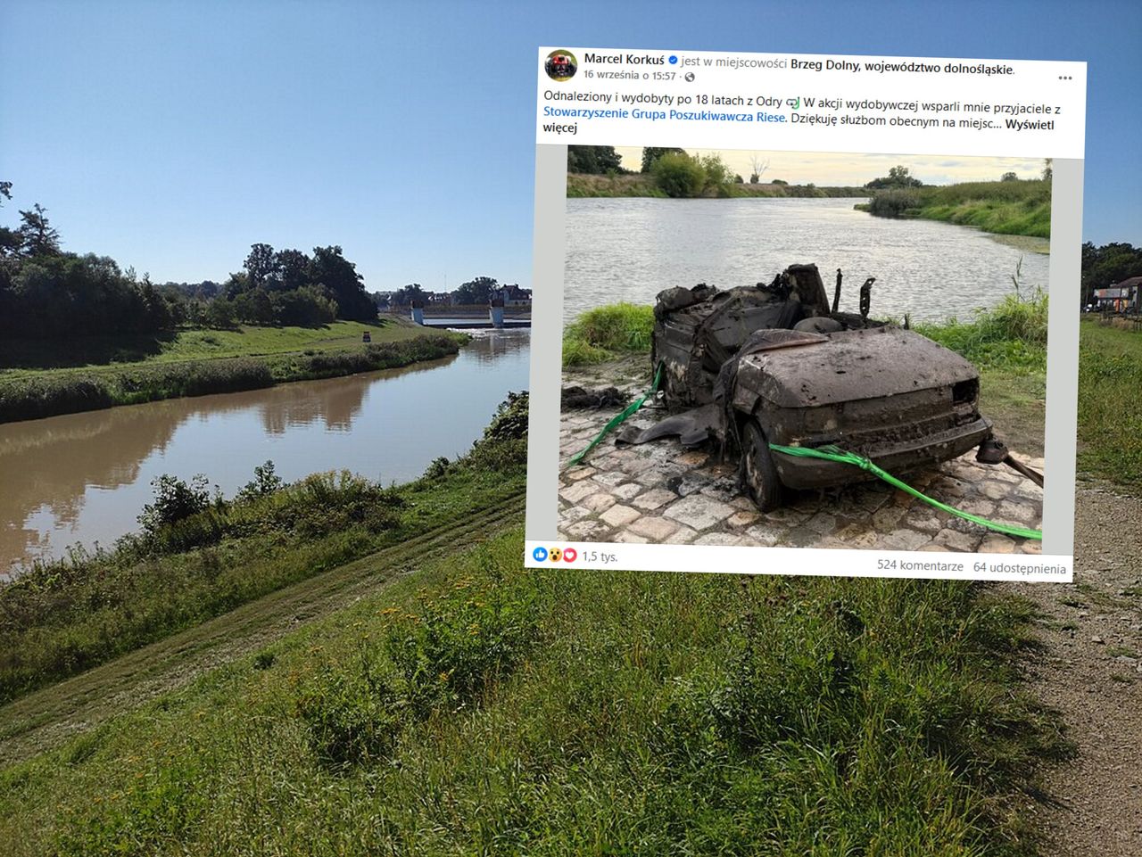 Minęło 18 lat od kradzieży. "Maluch" wyłowiony z Odry