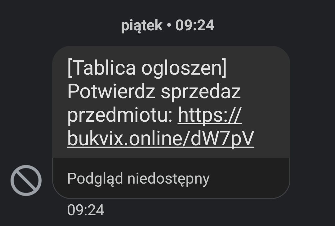 Fałszywy SMS, który trafił do czytelnika