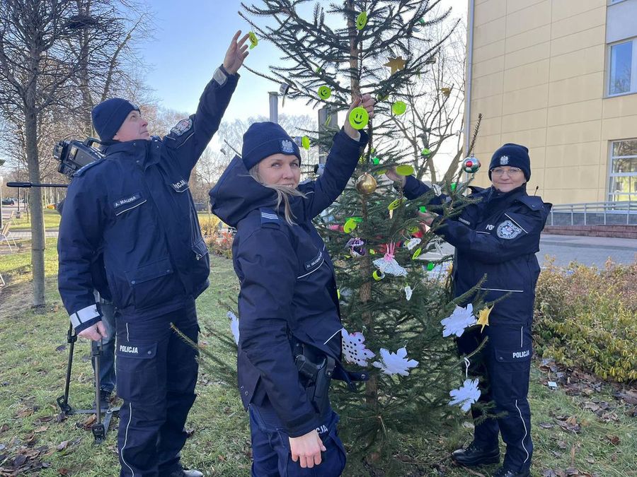 Policjanci ustroili choinkę w nietypowe ozdoby