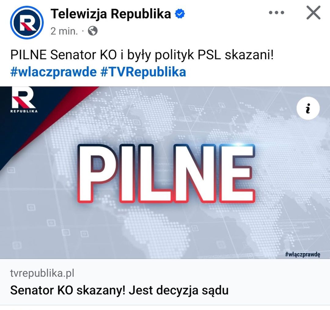 Pilne Telewizji Republika na Facebooku. 