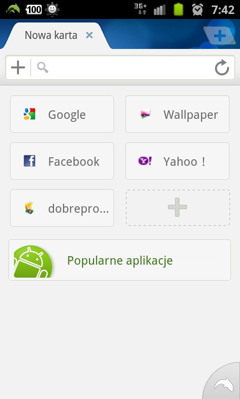 Przeglądarki mobilne też wiele potrafią: Dolphin Browser – mów do mnie i mnie dotykaj - Interfejs przeglądarki