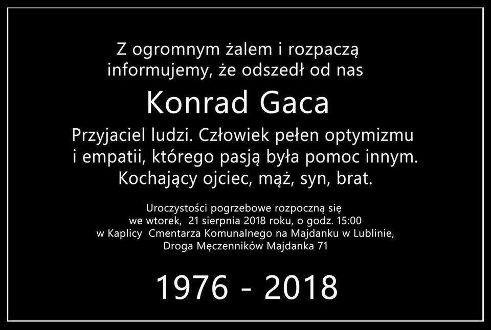 Szczegóły pogrzebu Konrada Gacy