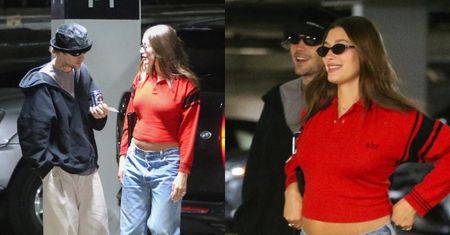 Uśmiechnięci Justin i Hailey Bieberowie wracają z lunchu. Żona piosenkarza wyeksponowała CIĄŻOWY BRZUCH (ZDJĘCIA)