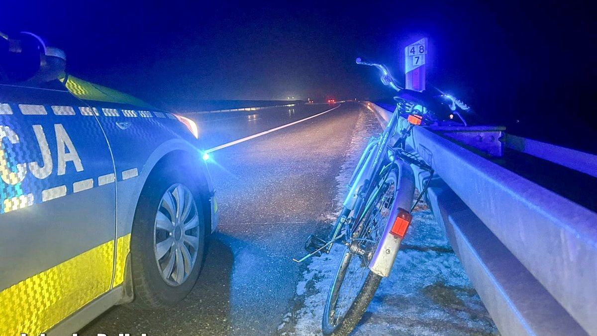 Mundurowi przerwali nocną jazdę rowerem po autostradzie A2