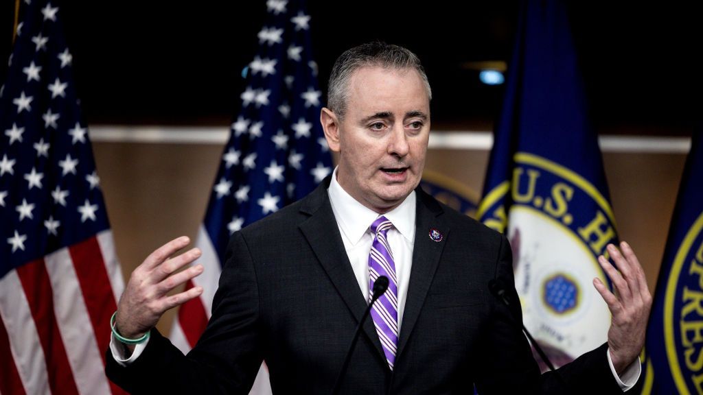 Bipartisan Lawmakers Hold News Conference On Border
Representative Brian Fitzpatrick, a Republican from Pennsylvania, speaks during a news conference at the US Capitol in Washington, DC, US, on Wednesday, March 6, 2024. The legislation proposed by a bipartisan group of House lawmakers, titled the "Bipartisan Defending Borders, Defending Democracies Act," includes funding for security at the US-Mexico border, as well as aid for Ukraine, Israel, and Taiwan. Photographer: Tierney L. Cross/Bloomberg via Getty Images
Bloomberg
presser, news conference, press, 2024uspolitics, us, americas, u.s.a., u.s. government, united states of america, american, north american, immigration issues, immigration issues border patrol, immigration law, government news