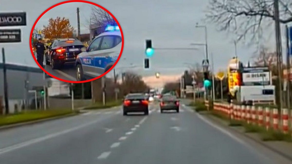 Wyprzedzanie i zatrzymanie przez policję.