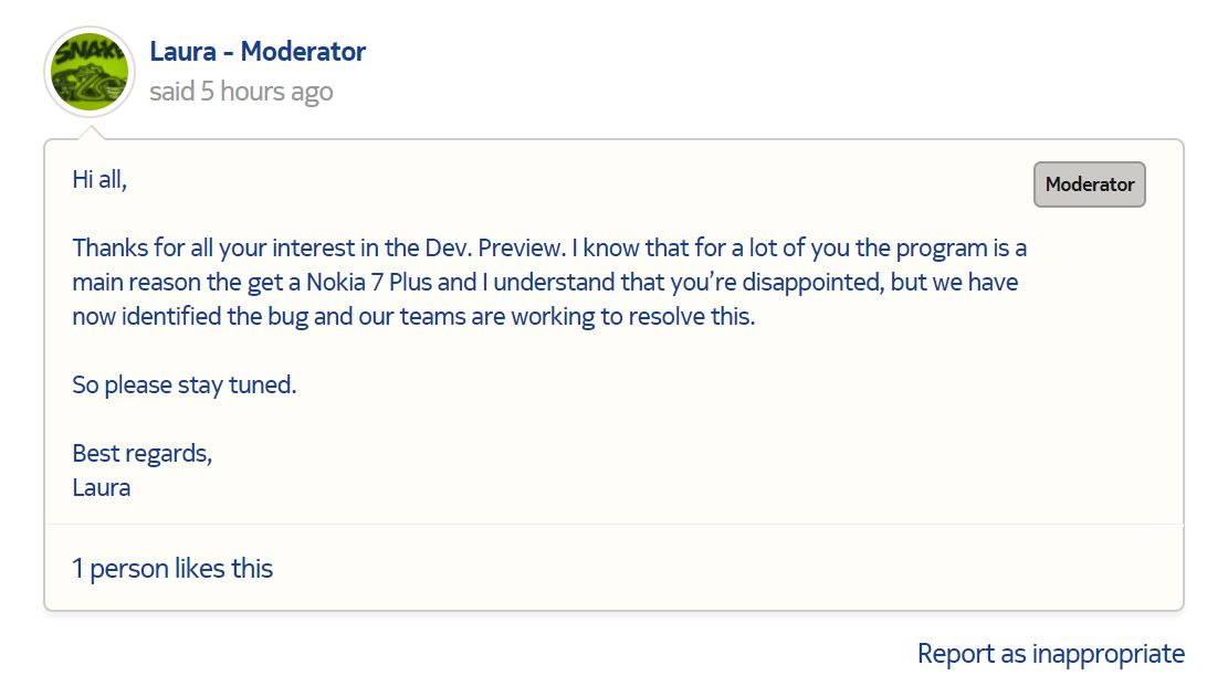 Problem został już zidentyfikowany i trwają prace nad jego usunięciem. Źródło: Nokia Phones Community.