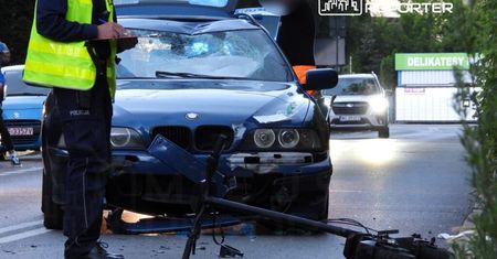 Elektryczną hulajnogą wjechał czołowo w BMW. Ukrainiec w stanie krytycznym. Lądował śmigłowiec LPR