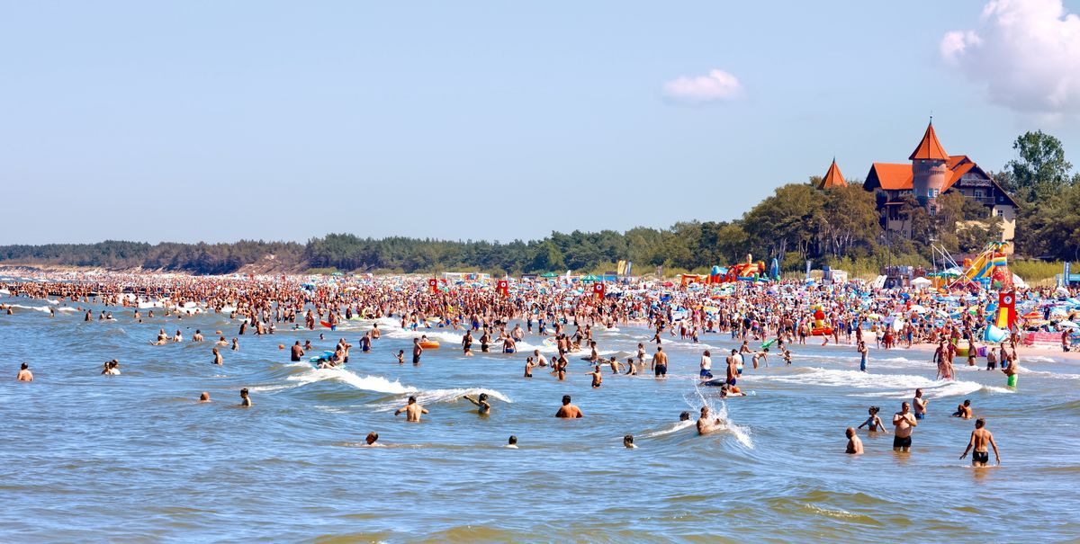 Plaża w Łebie w sierpniu 2020 r.
