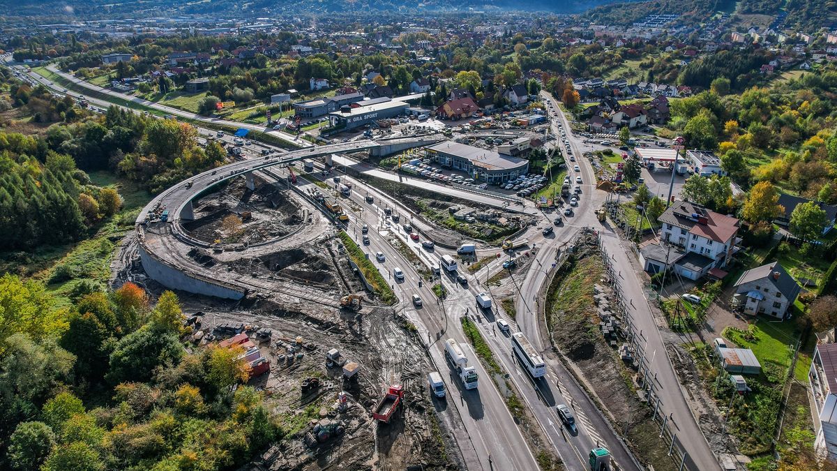 Budowa węzła w Myślenicach na Zakopiance