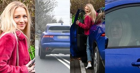Barbara Kurdej-Szatan mknie jaguarem po stolicy i ŁAMIE PRZEPISY (ZDJĘCIA)
