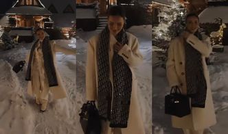 Marina Łuczenko cała na biało z szalikiem Diora i torebką za 60 tysięcy drałuje przez śnieg w Zakopanem (ZDJĘCIA)