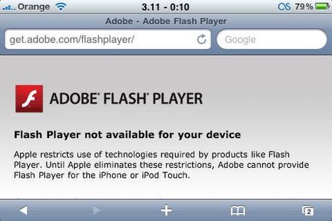 Adobe ma dość braku Flash Playera dla iPhone'a 1