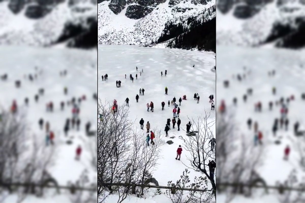 Turyści wchodzą na zamarznięte Morskie Oko. "Głupota ludzka nie zna granic"
