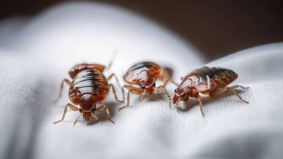 bed bugs, bed, bugs, white, cloth, macro, generative ai, insect, animal, isolated, bug, closeup, close-up, close up, detail, insects, parasites, brown, beetle
