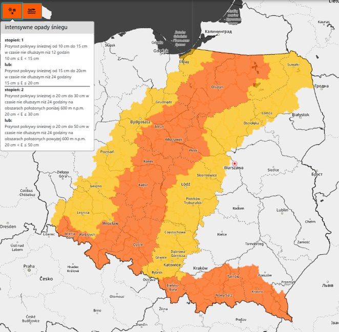 Woj. mazowieckie: Kolejne śnieżyce nadciągają. Wydano 2 stopień ostrzeżenia