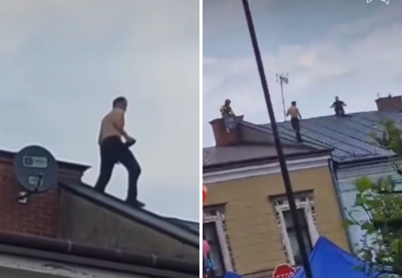 Sceny na dniach miasta. Zamarli z przerażenia. Ściągali mężczyznę z dachu