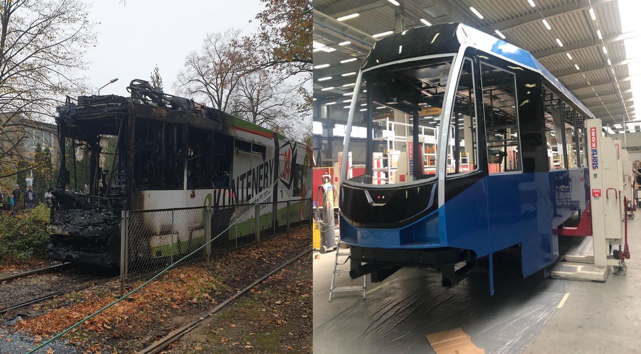 Wrocław. Spalony tramwaj dostanie drugie życie. Trwa jego remont