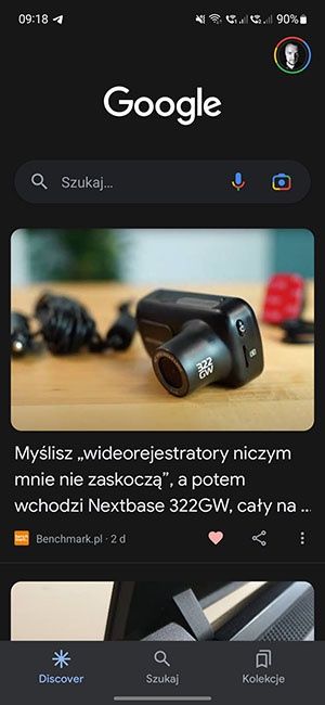 Google Discover w aplikacji Google