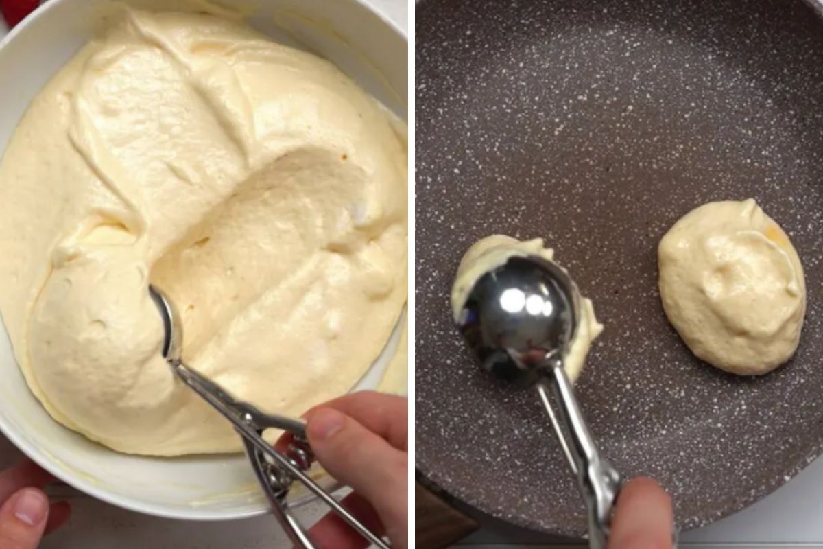 You can tell from the dough alone that the pancakes are going to be super fluffy.