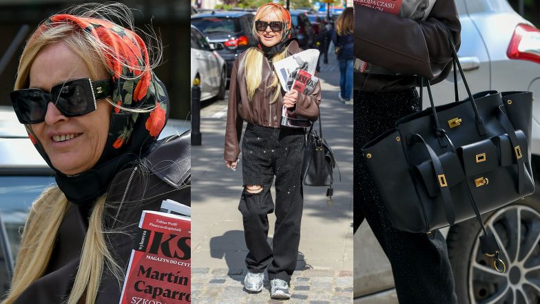 Stylowa Monika Olejnik maszeruje po Warszawie