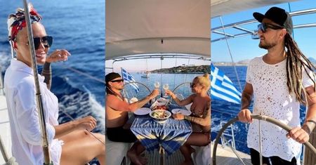 Żądni przygód Blanka Lipińska i Baron sączą trunki i pałaszują kolację podczas rejsu jachtem (ZDJĘCIA)