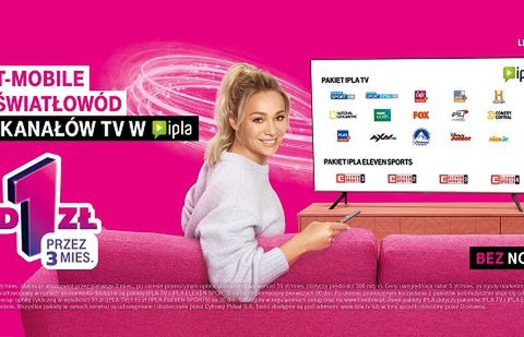 T-Mobile reklamuje Światłowód i pakiet MagentaRozrywka na 3 miesiące od 1 zł, w reklamach Sonia Bohosiewicz